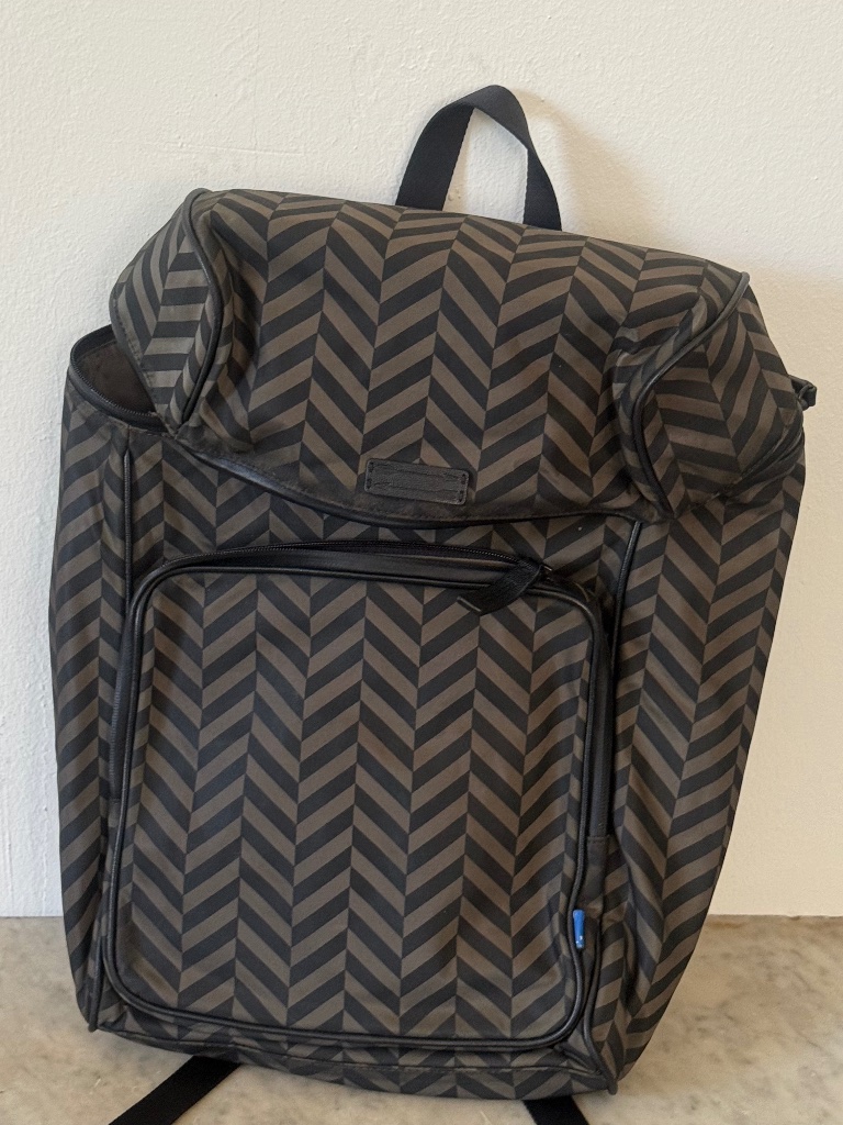 Uri Minkoff Chevron Print Backpack Travel Utility Backpack Brown Black